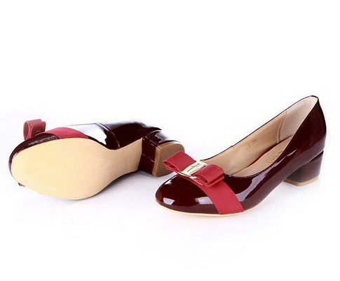 Ferragamo Shallow mouth Block heel Shoes Women--031